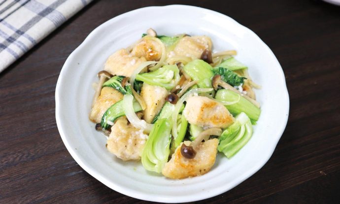 鶏肉とチンゲンサイの塩こうじ炒め