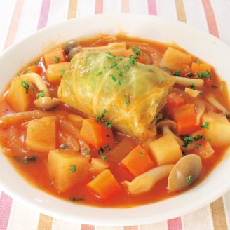 簡単ロールキャベツのトマトジュース煮込み