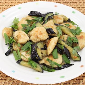 ささみとなすのだし風味ソテー