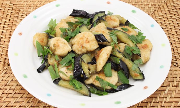 ささみとなすのだし風味ソテー