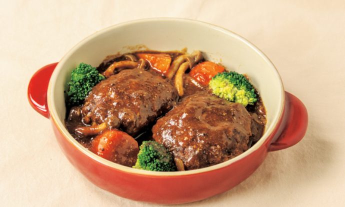 ゴロゴロ野菜の煮込みハンバーグ