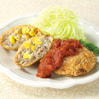 コーンとあじのメンチカツ