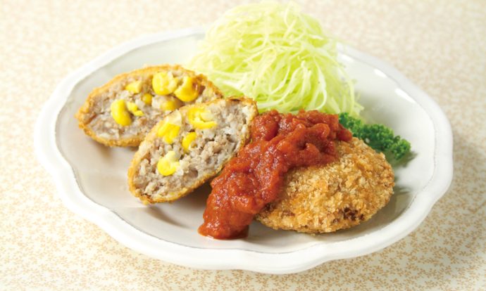 コーンとあじのメンチカツ