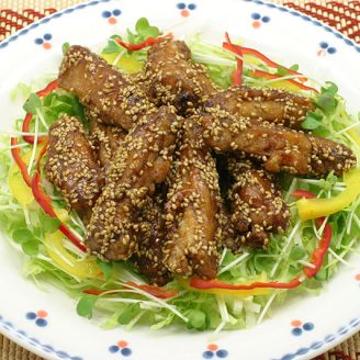 手羽中のごま甘辛揚げ