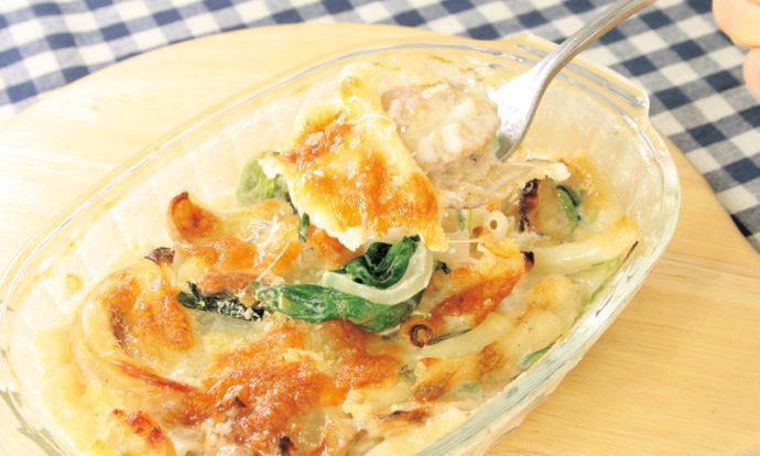 ほうれん草とシーフードのグラタン