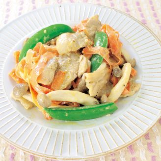 豚肉とにんじん、しめじのマヨ＆しょうゆ炒め