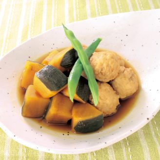 かぼちゃと鶏だんごの煮物
