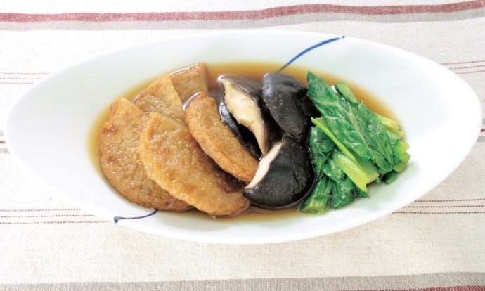 小松菜とじゃこ天の椎茸入りさっと煮