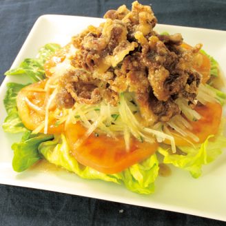 カリカリ豚肉の大根サラダ