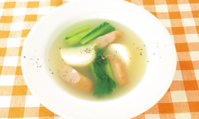 ウィンナーとかぶと小松菜のスープ