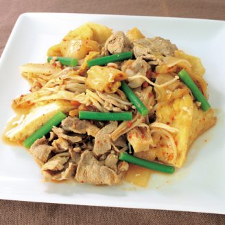 にんにくの芽入！厚揚げのキムチ炒め