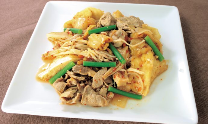 にんにくの芽入!厚揚げのキムチ炒め