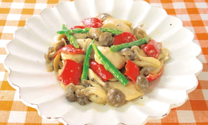 ササミとしめじのマヨ炒め