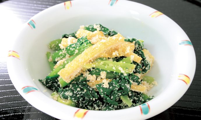 小松菜と揚げの炒りたらこ和え