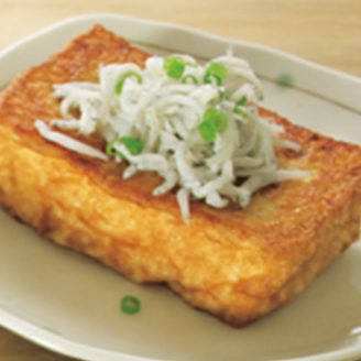 厚揚げのしらすネギ蒸し