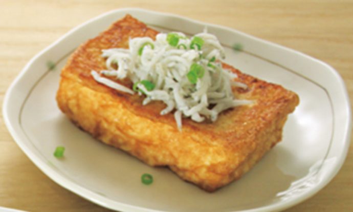 厚揚げのしらすネギ蒸し