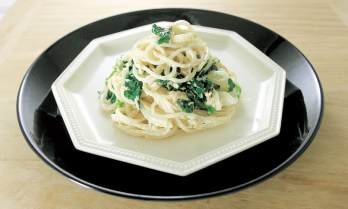 ツナとほうれん草の濃厚クリームチーズパスタ