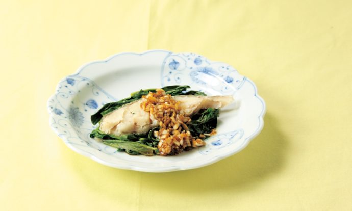 たらと小松菜のレンジ蒸し ねぎ油レシピがけ