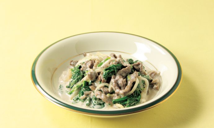 牛肉とほうれん草のレモンクリーム煮