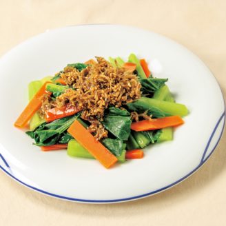 カリカリじゃこと小松菜のホットサラダ