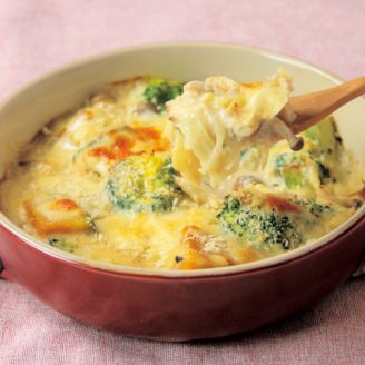 ツナとかぼちゃの豆乳グラタン