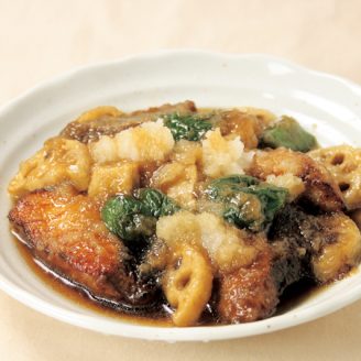 れんこんとぶりの揚げ煮