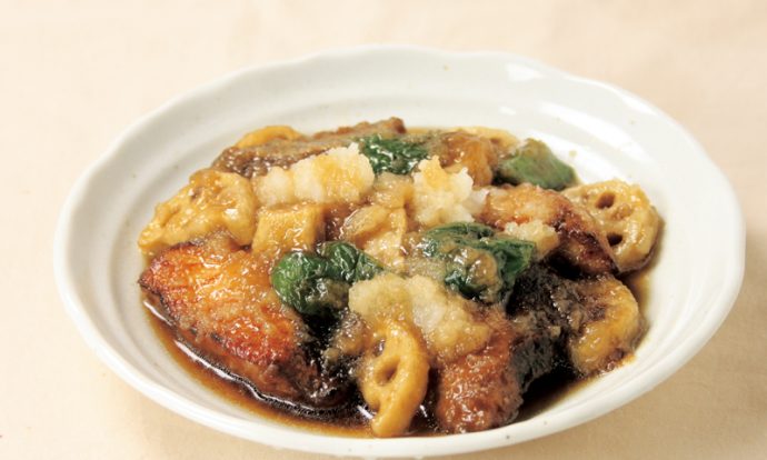 れんこんとぶりの揚げ煮