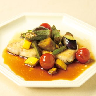まかじきのソテー蒸し 夏野菜ソース