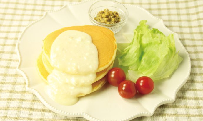 カマンベールのチーズフォンデュパンケーキ