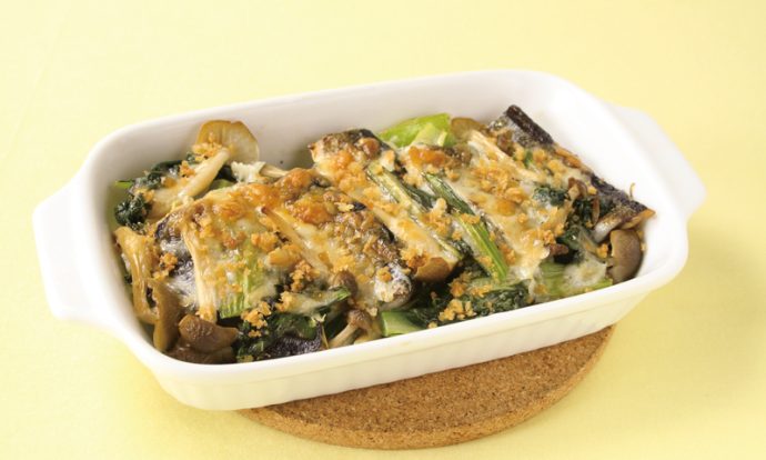 小松菜とさんまのチーズ焼き