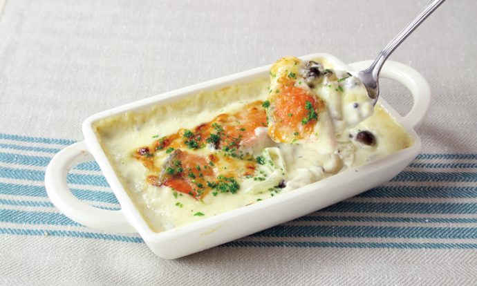 鮭としめじのクリームグラタン