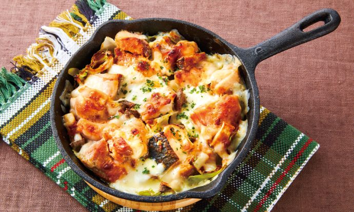 鶏モモ肉と秋鮭のみそチーズ焼き