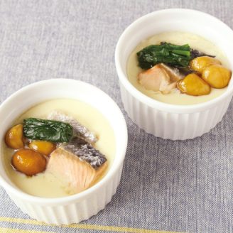 レンジで簡単！鮭の茶碗蒸し