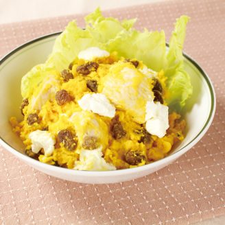 かぼちゃと鶏肉のチーズ入りサラダ