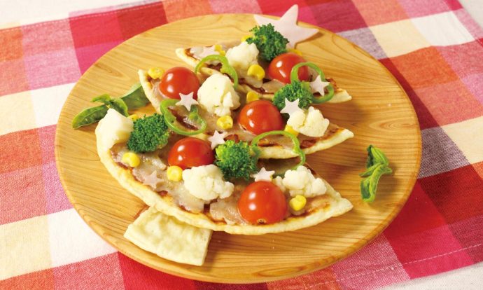 ロースハムと野菜のツリーピザ