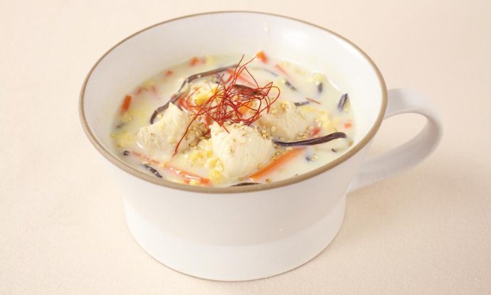 ささみの具だくさん豆乳スープ