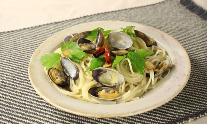 三つ葉とあさりのボンゴレ
