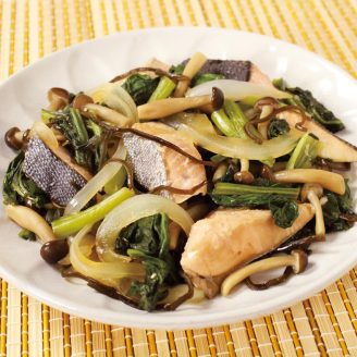 小松菜と鮭のさっぱり蒸し