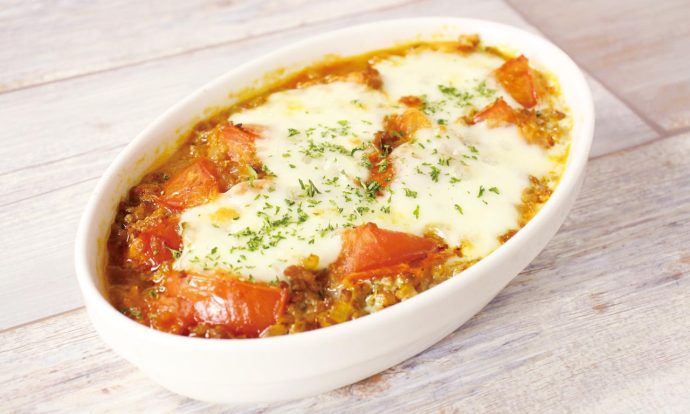 合挽きミンチとトマトのグラタン