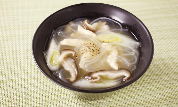ささみのねぎ塩春雨スープ