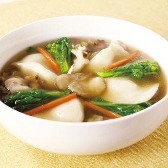 菜の花たっぷり水餃子スープ