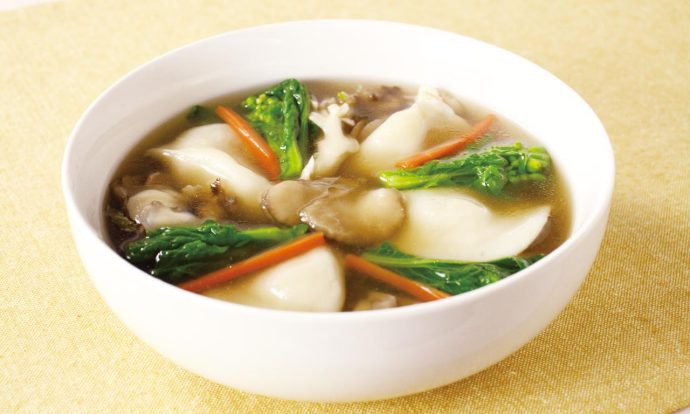 菜の花たっぷり水餃子スープ