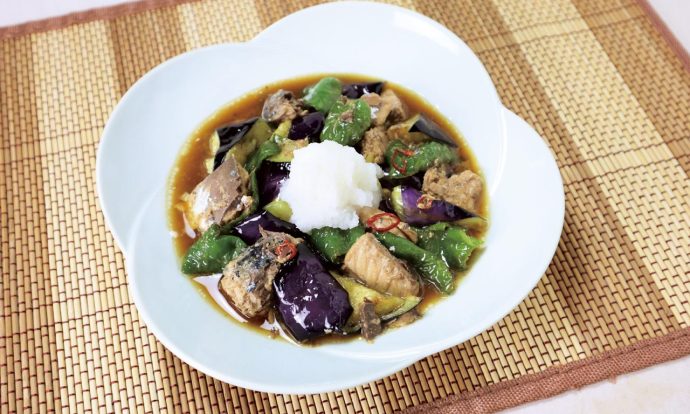 なすとサバ缶のおろしぽん酢