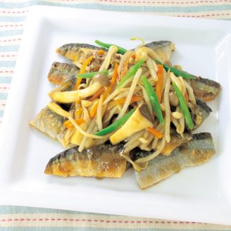 さんまの野菜カレーあんかけ