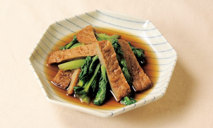 小松菜とじゃこてんの煮物