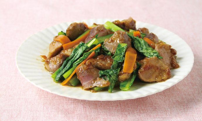 小松菜と砂肝のオイスター炒め