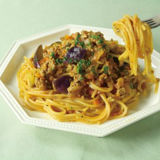 なすのミートパスタ