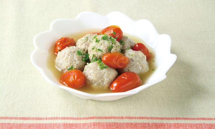 イタリアンミニトマトとつみれのコンソメ煮