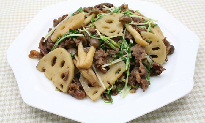 牛肉とれんこんの甘辛炒め