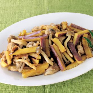 さつまいもと豚バラの香り炒め